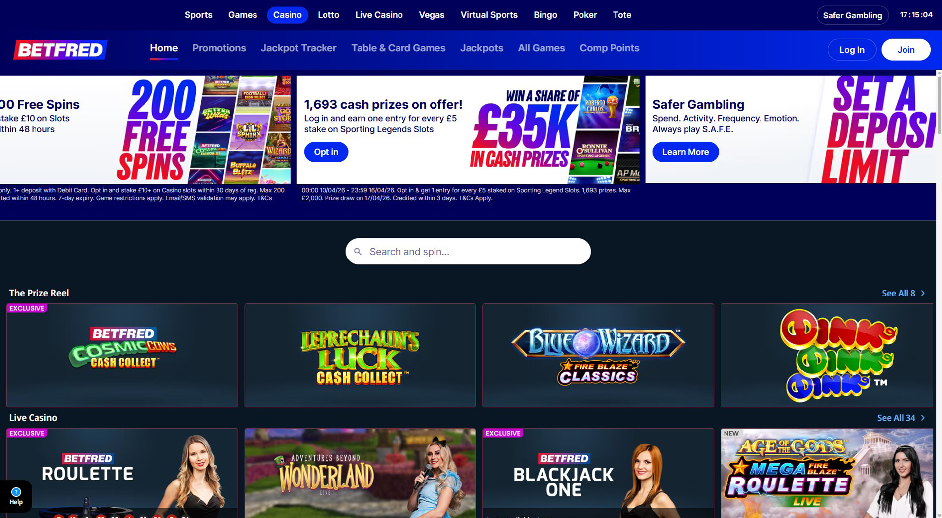 1. Betfred Casino - Best Visa Casino Pick